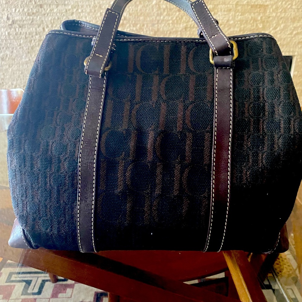 Carolina Herrera Canvas and Leather Handbag